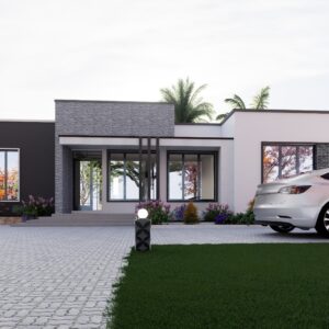 3-Bedroom Flat Roof Home Plan